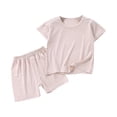 thumbnail image 1 of Lovskoo 6M-7Y Baby Boys Girls Pajama Sets Toddler Soft Comfy Round Neck Short Sleeve and Shorts Sleepwear Jammies 2Pcs Pjs Khaki, 1 of 4