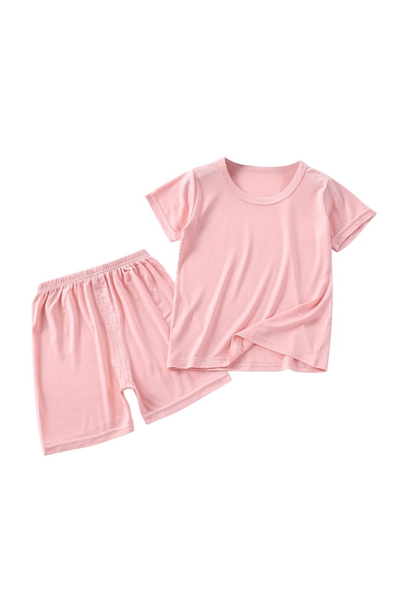 6M-7Y Baby Boys Girls Pajama Sets Toddler Soft Comfy Round Neck Short Sleeve and Shorts Sleepwear Jammies 2Pcs Pjs Pink