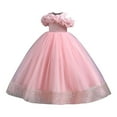 thumbnail image 1 of Zwiiyzr 7-13Y Girls Off Shoulder Tulle Dress Long A Line Wedding Pageant Dresses Princess Wedding Ball Gown Pink, 1 of 5
