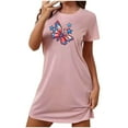 thumbnail image 1 of Lovskoo American Flag Nightgowns for Women Plus Size Night Shirts Patriotic Graphic Short Sleeve Mini Dress Night Gown Dress Casual Pajamas Soft Sleepwear Pink, 1 of 7