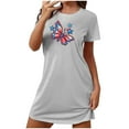 thumbnail image 1 of Lovskoo American Flag Nightgowns for Women Plus Size Night Shirts Patriotic Graphic Short Sleeve Mini Dress Night Gown Dress Casual Pajamas Soft Sleepwear Gray, 1 of 7