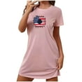 thumbnail image 1 of Lovskoo American Flag Nightgowns for Women Plus Size Night Shirts Patriotic Graphic Short Sleeve Mini Dress Night Gown Dress Casual Pajamas Soft Sleepwear Pink, 1 of 7