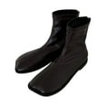 thumbnail image 1 of Lovskoo Ankle Boots for Women Square Toe Platform Fall And Winter Single 2024 Flat Back Zipper Foolproof Soft Leather Versatile Short Boots Coffee, 1 of 7