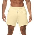 thumbnail image 1 of Lovskoo Athletic Shorts for Men Casual Solid Color Casual Drawstring Pockets Elastic Sports Shorts Beige, 1 of 7