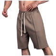 thumbnail image 1 of Lovskoo Athletic Shorts for Men Casual Trendy Solid Color with Pocket Elastic Drawstring Sports Shorts Pants Coffee, 1 of 7