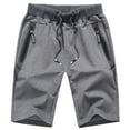 thumbnail image 1 of Lovskoo Athletic Shorts for Men Solid Color Spring Summer Sweatpants with Pocket Drawstring Loose Quarter Pants Dark Gray, 1 of 9
