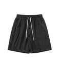 thumbnail image 1 of Lovskoo Athletic Shorts for Men Solid Color Summer Outdoors Casual Drawstring Printing Sport Shorts Pants Black, 1 of 4