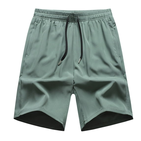 Lovskoo Athletic Shorts for Men Solid Color Summer Outdoors Casual Drawstring Printing Sport Shorts Pants Olive Green