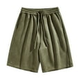 thumbnail image 1 of Lovskoo Athletic Shorts for Men Summer Leisure Sports Elastic Waist Solid Color Drawstring Pocket Shorts Olive Green, 1 of 4