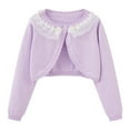 thumbnail image 1 of Zwiiyzr Baby Girl and Toddler Long Sleeve Thin Cardigan Kids Knitted Solid Color Button Up Shrug Cardigan Sweater 18Months-14Years Purple, 1 of 8