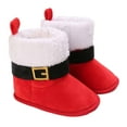 thumbnail image 1 of Zwiiyzr Baby Walking Shoes Christmas Gift for Boys Girls Slippers Cozy Fleece Booties Soft Bottom Warm Cartoon Socks Newborn Crib Shoes Red, 1 of 4