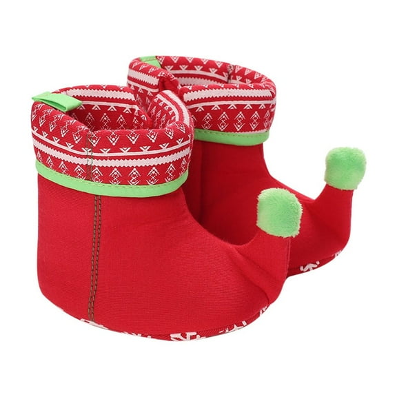Zwiiyzr Baby Walking Shoes Christmas Gift for Boys Girls Slippers Cozy Fleece Booties Soft Bottom Warm Cartoon Socks Newborn Crib Shoes Red