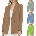 thumbnail image 1 of Lovskoo Blazers for Women Business Casual Solid Color Long Sleeve Button Suit Coat Long Sleeve Coat/Jacket Olive Green, 1 of 6