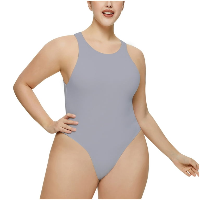 Lovskoo Bodysuit for Women Tummy Control Shapewear Seamless Sculpting Thong  Body Shaper Tank Top Gray