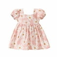 thumbnail image 1 of Zwiiyzr Boho Baby Dress Toddler Girl Summer Daisy Round Neck Bubble Sleeve Bow Short Sleeve Dress for 6 Months-3 Years Baby Clothes Pink, 1 of 9