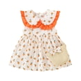 thumbnail image 1 of Lovskoo Boho Baby Dress Toddler Girl Summer Out Lace Doll Collar Bow Sleeveless Floral with Hat for 1-4 Years Baby Clothes Orange, 1 of 9
