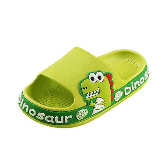 Lovskoo Boys Girls Shoes 3-9 Years Slippers Slide Sandals Cartoon Dinosaur Children Three-Dimensional Non-Slip Soft-Soled Slippers Green