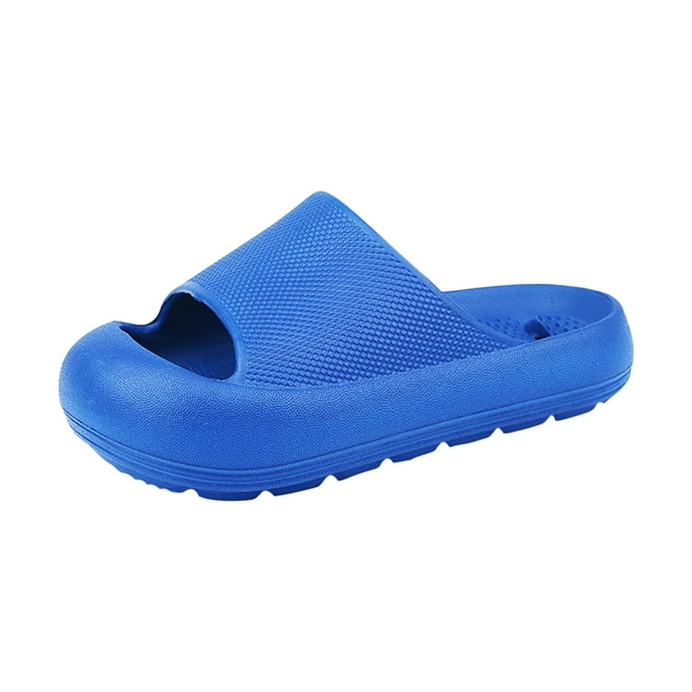 Lovskoo Boys Girls Shoes 4-11 Years Slippers Slide Sandals Children Indoor  Bathroom Non-Slip Water Leakage Drag Cute Thick Soft Bottom Sandals Blue 