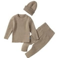 thumbnail image 1 of Lovskoo Boys and Girls Outfits Baby Infant 0-4 Years Keep Warm Sweater Long Sleeve Tops Pants Hats Solid Color Clothes Three Set Gray, 1 of 9