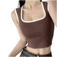 thumbnail image 1 of Lovskoo Camisole Tops for Women Round Neck Summer Sleeveless Solid Color Spaghetti Strap Slim Bottom Undershirt Tanks Brown L, 1 of 9