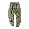 thumbnail image 1 of Lovskoo Capri Pants for Men Solid Color Casual Pocket Outdoor Elastic Waistbelt Jogger Drawstring Trousers Work Pants Olive Green, 1 of 9