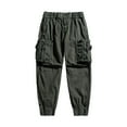 thumbnail image 1 of Lovskoo Capri Pants for Men Solid Color Pants Cargo Pocket Lace Up Casual Sweatpants Pencil Full Length Pants Green, 1 of 5