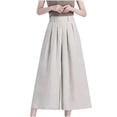 thumbnail image 1 of Lovskoo Capri Pants for Women Cotton and Linen Loose High Waisted Wide Leg Capris Solid Color Lounge Pants Beige, 1 of 5