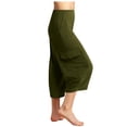 thumbnail image 1 of Lovskoo Capri Pants for Women Solid Color Casual Loose Type Elastic Waist Wide Leg Pants with Big Pockets Cropped Lounge Pants Olive Green, 1 of 7