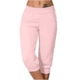 thumbnail image 1 of Lovskoo Capri Pants for Women Solid Color Loose Soft Drawstring Workout Yoga Pants Outdoor Sports Casual Lounge Pants with Pockets Pink, 1 of 7