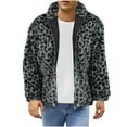 thumbnail image 1 of Lovskoo Men's Faux Fur Coat Winter Warm Fashion Leopard Long Sleeve Hooded Casual Outwear Jackets Blue, 1 of 6