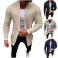 thumbnail image 1 of Lovskoo Cardigan Sweaters for Men Long Sleeve Winter Slim Solid Color Sweater Cardigan Single Button Casual Sweater Coat Beige, 1 of 5