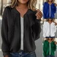 thumbnail image 1 of Lovskoo Cardigan Sweaters for Women Casual Winter Knitted Long Sleeve Solid Zippered Sweater Jacket Black, 1 of 7