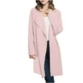 thumbnail image 1 of Lovskoo Cardigan Sweaters for Women Knit Long Sleeve Open Front Coat Solid Color Notch Lapel Oversized Winter Outerwear Tops Pink, 1 of 4
