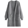 thumbnail image 1 of Lovskoo Cardigan Sweaters for Women Open Front Long Sleeve Solid Color Loose Jacket Oversized Winter Outerwear Tops Gray, 1 of 4
