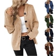 thumbnail image 1 of Lovskoo Cardigan Sweaters for Women Open Front Loose Solid Color Rope Short Knitting Hooded Jacket Oversized Winter Outerwear Tops Brown, 1 of 5