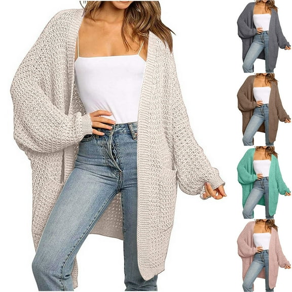 Lovskoo Cardigan Sweaters for Women Open Front Trendy Long Sleeve Coat Shirt Oversized Winter Outerwear Tops Dark Gray