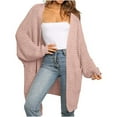 thumbnail image 1 of Lovskoo Cardigan Sweaters for Women Open Front Trendy Long Sleeve Coat Shirt Oversized Winter Outerwear Tops Pink, 1 of 5