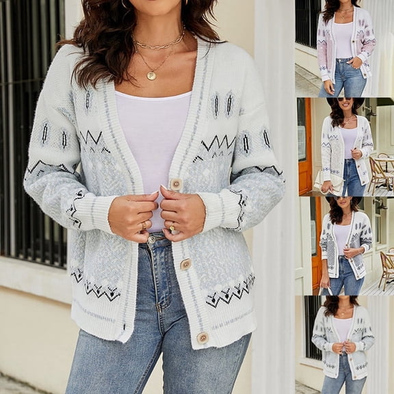 Lovskoo Cardigan Sweaters for Women Open Front Trendy Spring Long Sleeve Short Coat Blouse Oversized Winter Outerwear Tops Beige