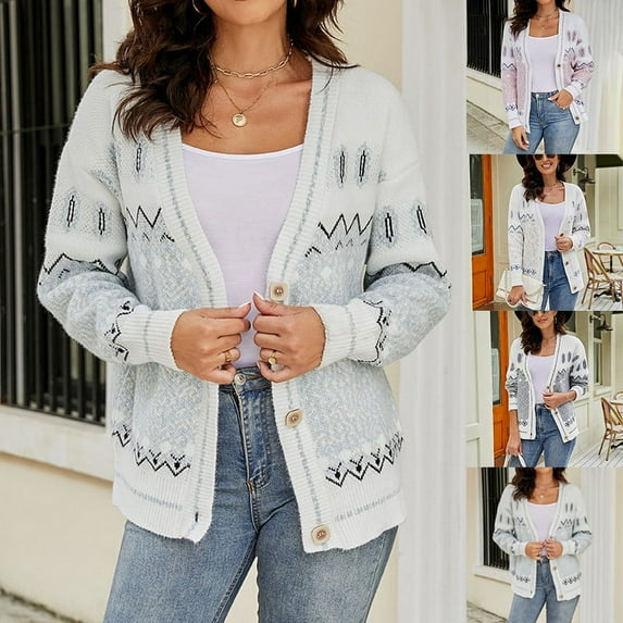 Lovskoo Cardigan Sweaters for Women Open Front Trendy Spring Long Sleeve Short Coat Blouse Oversized Winter Outerwear Tops Beige