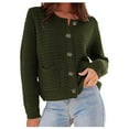 thumbnail image 1 of Lovskoo Cardigan Sweaters for Women Open Front Trendy Spring Solid Color Button Long Sleeve Long Coat Knit Tops Green, 1 of 4