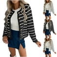 thumbnail image 1 of Lovskoo Cardigan Sweaters for Women Winter Casual Striped Knitted Cardigan Long Sleeve Button Jacket Top Black, 1 of 6