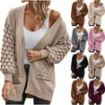 thumbnail image 1 of Lovskoo Cardigan Sweaters for Women Winter Solid Color Pockets Casual Long Sleeve Long Sweater Coat Cardigan Blouse Tops Black, 1 of 7