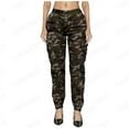 thumbnail image 1 of Lovskoo Cargo Pants Women High Waist Jogger Camouflage Pants with Matching Belt Coffee, 1 of 2