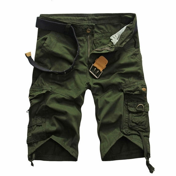 Lovskoo Cargo Shorts for Men Solid Color Cargo Shorts Multi Pockets Relaxed Summer Beach Shorts Pants Olive Green