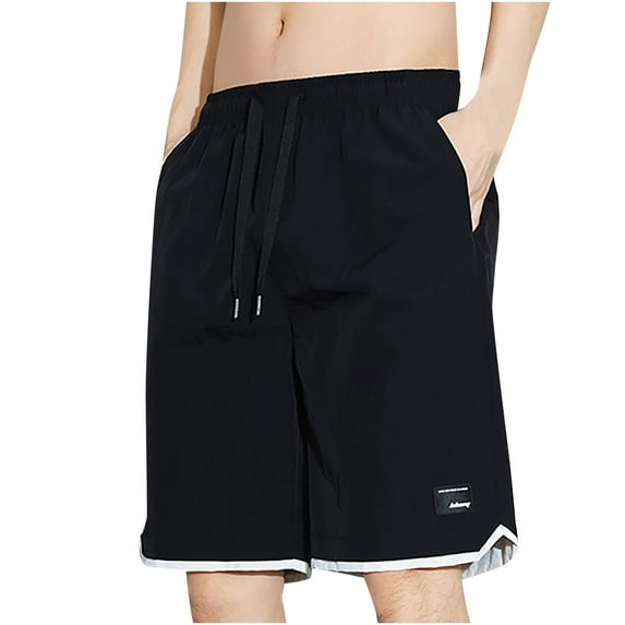 Lovskoo Cargo Shorts for Men Solid Color Casual Summer Outdoor Beach Lightweight Breathable Work Shorts Knee Length Cargo Shorts Black