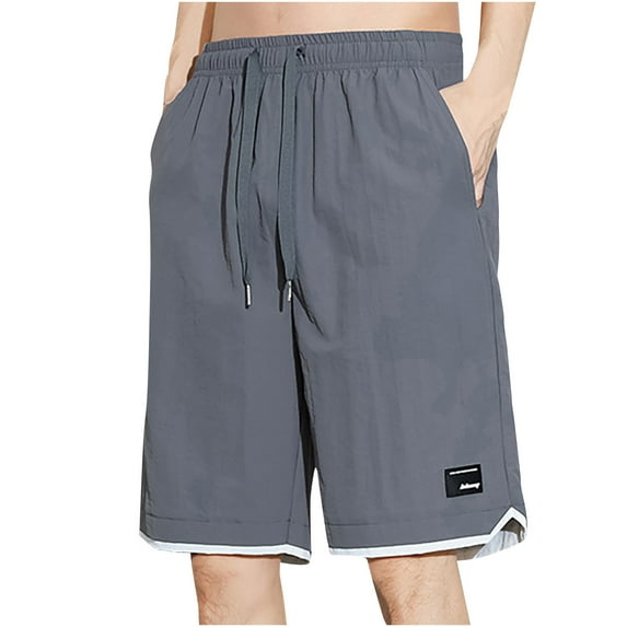 Lovskoo Cargo Shorts for Men Solid Color Casual Summer Outdoor Beach Lightweight Breathable Work Shorts Knee Length Cargo Shorts Dark Gray