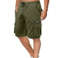 thumbnail image 1 of Lovskoo Cargo Shorts for Men Solid Color Drawstring Elastic Waist Pocket Hoodie Overalls Sport Shorts Quarter Pants Olive Green, 1 of 8