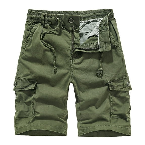 Lovskoo Cargo Shorts for Men Summer Trendy Solid Color Casual Shorts Multi Pocket Cargo Shorts Olive Green