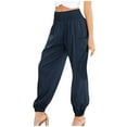 thumbnail image 1 of Lovskoo Casual Pants for Women Solid Color Casual Office Comfortable High Waisted Trousers Navy, 1 of 8