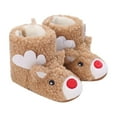 thumbnail image 1 of Zwiiyzr Christmas Baby Walking Shoes Baby Boys Girls Slippers Cozy Fleece Booties Soft Bottom Warm Cartoon Socks Newborn Crib Shoes Khaki, 1 of 4